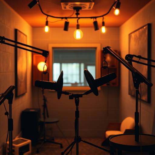 Detailed interior view of The Vox Box with podcasting equipment