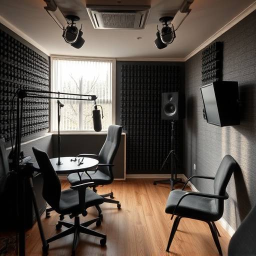 Podcast Studio - Interior View of a soundproofed podcast recording space